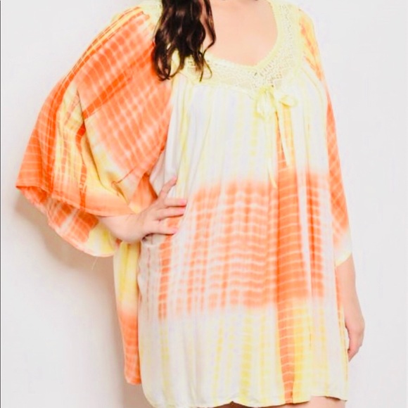 Dresses & Skirts - Plus Size Yellow Orange Tunic Top Dress 1X 1XL 14